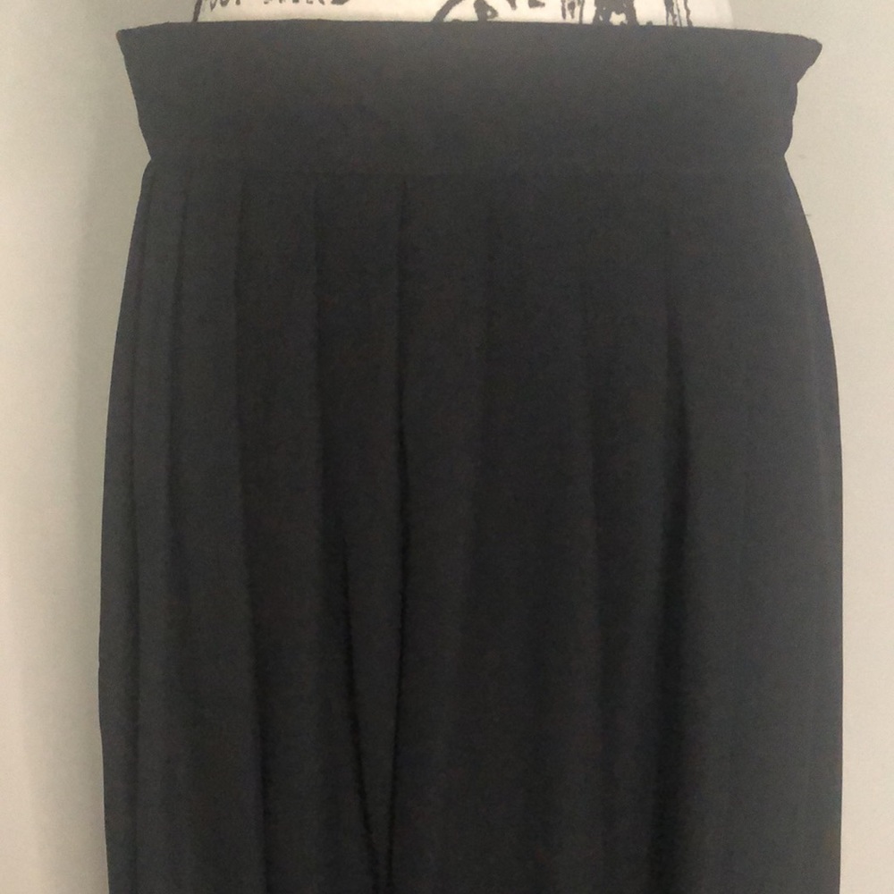Vintage Black Chiffon Pleated Lined Pull-on Skirt Size 12 - Picture 3 of 13